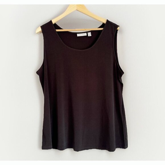Susan Graver Liquid Knit Sleeveless Top Sz 20W Black Minimalist Neutral Classic - Picture 1 of 7